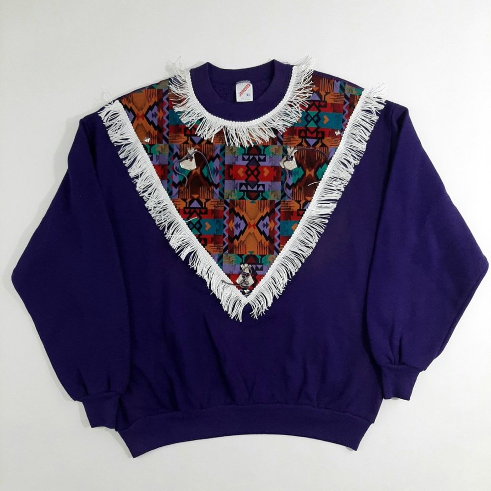 Vtg Jerzees Crewneck Southwestern Style Sweater